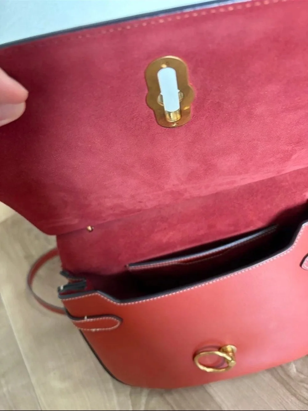 Mulberry Red Leather Crossbody Bag